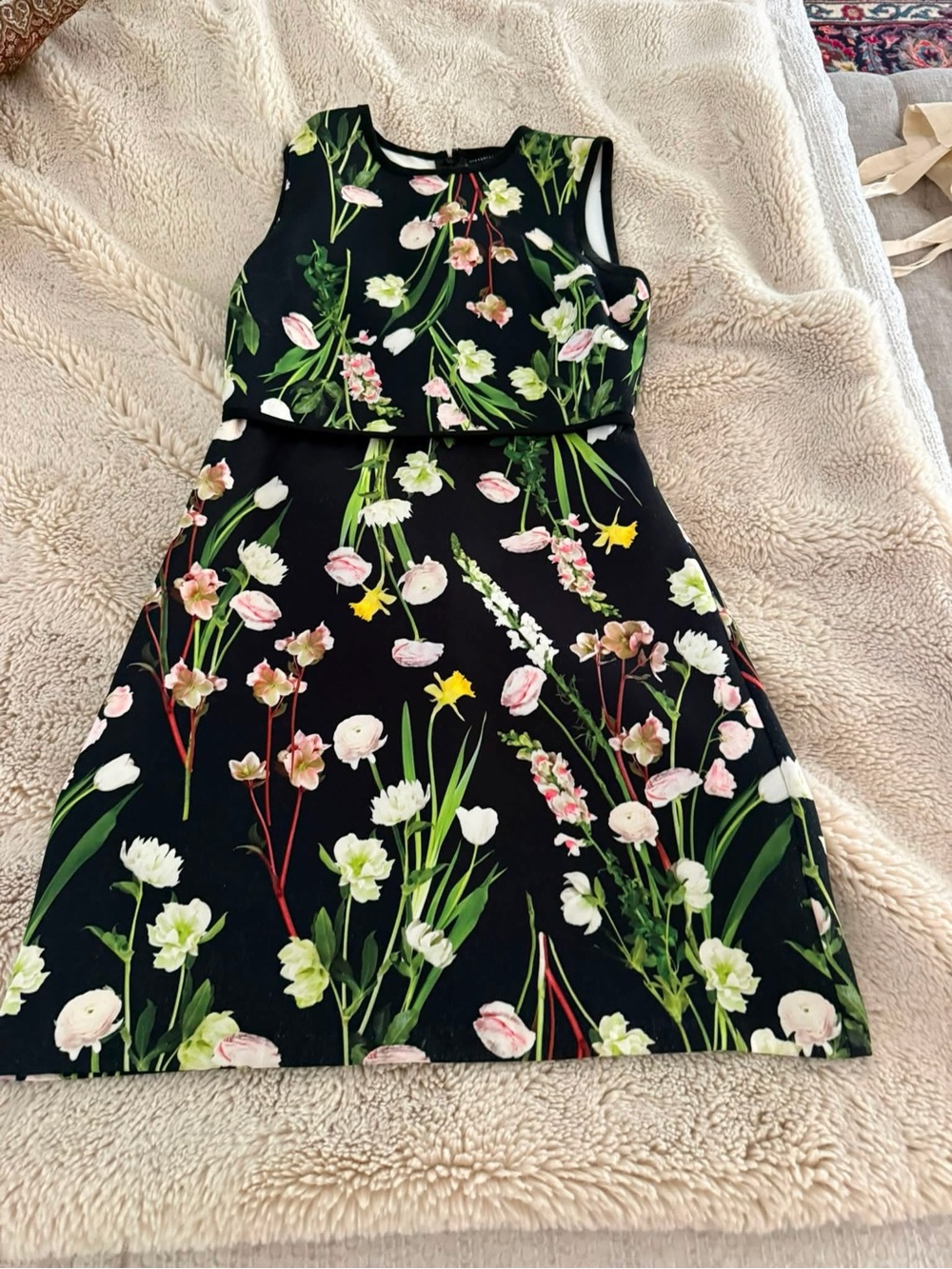 Victoria Beckham Floral Dress XS NWT Black English Garden Print